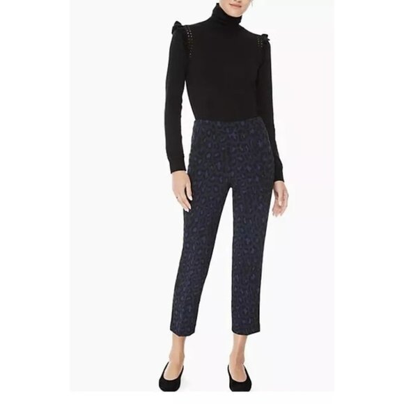 KATE SPADE Pants 10 Navy Leopard Wild Ones Career - Picture 2 of 9